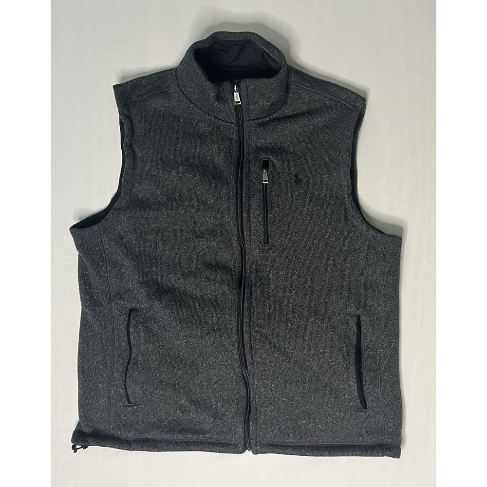 Polo Ralph Lauren Performance Fleece Vest Men's Size XL Gray Full Zip 3 Pockets